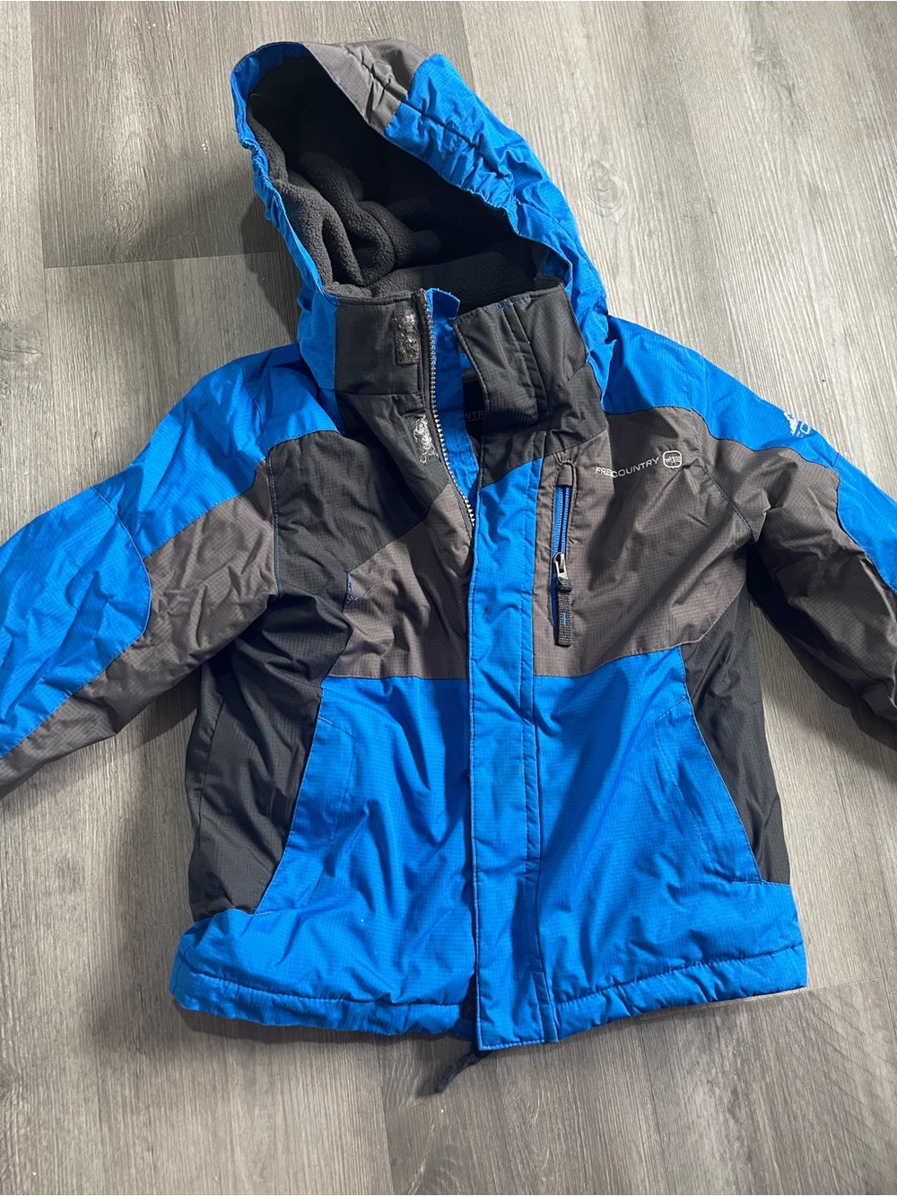 Free Country Blue and Gray Hooded Puffer Jacket for Kids